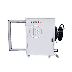 Máquina flejadora automática de cinta PP con sellado lateral de arco grande personalizada SPK-103A, con PLC, motor, bomba y sistema hidráulico para embalaje de madera - Product Image 1