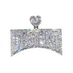 Colgante de Lujo 'DESTINY' Personalizado con Letra Mayúscula 'Rapper' en Plata de Ley 925 con Moissanita, Estilo Hip Hop - Product Image 1