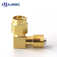Connecteur LWMC SMA mâle R/A plaqué, à souder, pour câble semi-flexible et semi-rigide de 0,086 pouce jusqu'à 18 GHz