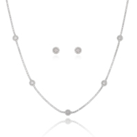 Parure de bijoux scintillante pour étudiants, avec trois colliers ronds en zircon coloré, idéale pour la Saint-Valentin