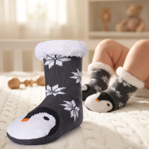 IBRIZA VENTURES Calcetines de Invierno Gruesos y Casuales para Niños Pequeños, Calcetines de Tobillo con Lindo Diseño de Pingüino, Tejidos en Jacquard, Cálidos y Suaves de Lana/Nailon para Bebés Niños y Niñas - Product Image 3