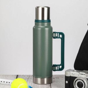 Thermos à double paroi isolé sous vide 1L 1.4L 1.9L Bouteille d'eau en acier inoxydable avec poignée pour les sports de plein air - Product Image 4
