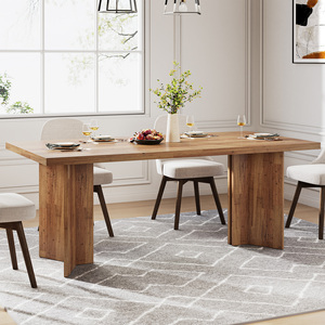 2024 moderna casa colonica in legno Vintage marrone rettangolare da 4 a 6 posti in legno cena tavoli da <span class=keywords><strong>160</strong></span> <span class=keywords><strong>cm</strong></span> per la sala da pranzo mobili - Product Image 2