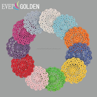 Sous-verre rond en dentelle de coton écologique style campagnard, lavable EVER GOLDEN