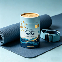 Emballage de luxe personnalisé en tube de papier jetable de qualité alimentaire avec couvercle fenêtré pour compléments alimentaires, gommes, huile de poisson, chocolat, logo en feuille d'or