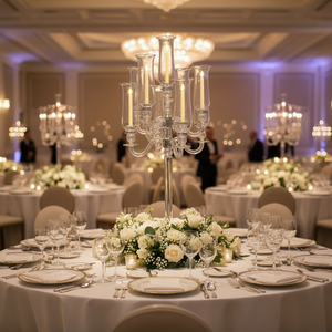 Candélabre moderne à 7 bras en verre et cristal, centre de table pour mariage, porte-bougie pour Noël, la Saint-Valentin, décoration de la maison - Product Image 2
