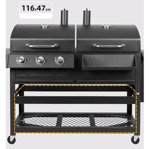 Large <strong>Dual</strong>-Use Gas &amp; Charcoal BBQ Grill Pan 5 Burner Metal Outdoor Portable <strong>Barbecue</strong> with Modern Style for Home &amp; Commercial Use - Product Image 3
