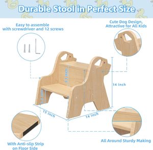 <strong>DOG</strong> STEEL Wood Kitchen Toddler <strong>Step</strong> <strong>Stool</strong> Kitchen Helper Learning Tower - Product Image 4