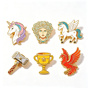 Ensemble de broches en émail sur le thème de la mythologie grecque, en métal moulé, représentant Licorne, Pégase, Méduse, Marteau de <span class=keywords><strong>Thor</strong></span>, Trophée, Phénix, pour broche de dessin animé et sac à dos - Product Image 1