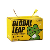 Boîte d'expédition en carton ondulé personnalisée avec impression de dessin animé, fermeture auto-adhésive, poignée de traction portable, boîte d'expédition en carton, logo personnalisé, vente en gros