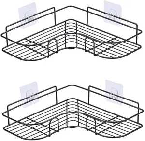 2-Pack פינת מקלחת Caddy, נוסף סמרטוט קליפ 2Pcs, 304 נירוסטה רחב חלל מקלחת מדף, תליית אחסון בעל