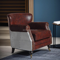Fauteuil lounge vintage industriel fait main en cuir véritable, couleur personnalisée, pieds en métal, mobilier pour la maison, les hôtels, les bureaux à domicile