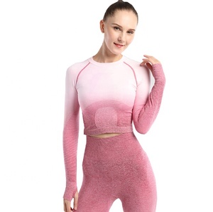 ชุดออกกำลังกายแขนยาวสำหรับผู้หญิงเสื้อครอปแขนยาว - Product Image 1