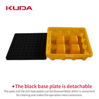 Palette anti-déversement KUDA 0606A-FSLTP pour produits chimiques liquides, palette anti-déversement épaissie, plateforme anti-déversement pour fûts d'huile 600x600x150mm