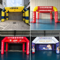 Tente carrée gonflable pour événements en plein air, 8 m, bleu et blanc, tissu Oxford imperméable, certifiée CE, durable, installation facile, publicité personnalisée