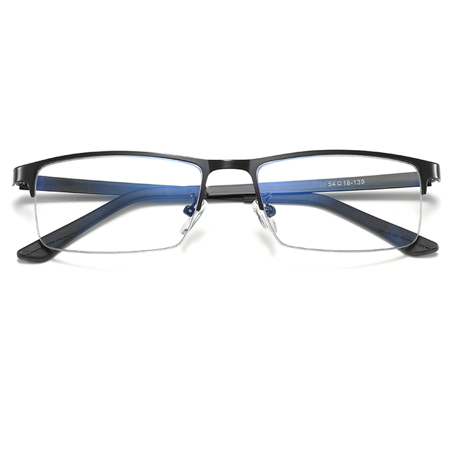 Blue Silver Black Metal Half Rim Small Rectangle Prescription Computer Monturas Opticas 2024 Male Men Anti Blue Light Glasses