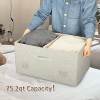 Boîte de rangement pliable carrée en tissu de lin grande capacité, best-seller, pour vêtements, serviettes, jouets ; pour chambres et armoires