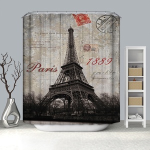 Rideau De <span class=keywords><strong>douche</strong></span> imperméable pour salle De bain, tissu uni, tour Eiffel, Paris, chic - Product Image 4