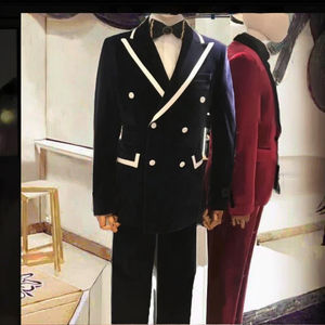 <span class=keywords><strong>Costume</strong></span> Slim Fit en velours à revers croisé pour hommes Blazer de smoking à la mode avec fermeture éclair pour le marié <span class=keywords><strong>Costume</strong></span> Masculino Prom - Product Image 2