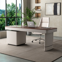 Bureau de direction ergonomique modulaire haut de gamme avec prise de courant intégrée, tiroir mobile et armoire de rangement – Idéal pour le bureau à domicile ou le bureau de patron