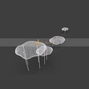 Nouvelle conception Art Déco, sculpture en forme de nuage en acier inoxydable, étanche, durable, multifonctionnelle, miroir poli, montage au sol, extérieur - Product Image 5