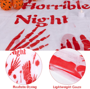 Tela Espeluznante para Fiesta de Halloween Pafu con Huellas de Manos, Calabazas, Murciélagos, Telarañas, Sangre, Gasa para Puerta, Decoración de Casa Embrujada para Suministros de Halloween - Product Image 5