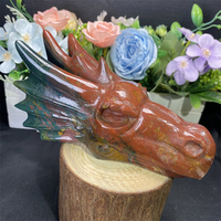 Sculpté à la main cristal artisanat pierre naturelle sculpture océan jaspe cristal tête de Dragon pour la décoration de la maison