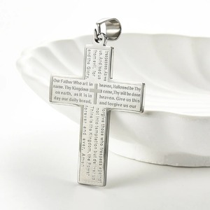 Colgante de Cruz Cristiana Vintage de Acero Inoxidable para Hombre y Mujer, en Plata, Oro y Negro, con Citas Bíblicas, Amuleto Católico de la Suerte, Regalos de Joyería - Product Image 2