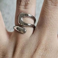 Bague simple à double couche et ouverture irrégulière, plaquée or 18 carats, en acier inoxydable, bijou de mode pour femme
