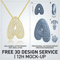 Collier en laiton plaqué or avec lettre bulle 3D classique en zircone, épaisseur 0,1-2,0 MIC