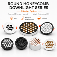 Plafonnier LED rond anti-éblouissement en nid d'abeille 5W/25W, encastré ou à montage en surface, spot commercial intérieur