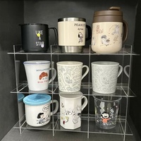 Présentoir de tasses en acrylique transparent en gros pour bureau, cuisine et rangement domestique