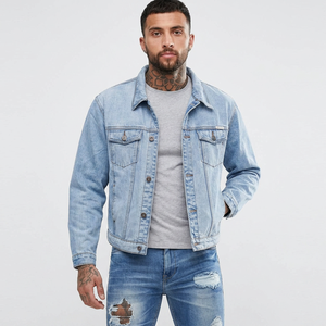 Unisex Winter Denim <b>Jacket</b> with Custom Embroidery <b>Long</b> Sleeve Washed Blue-OEM Supply <b>Men's</b> Motorcycle <b>Jacket</b> - Product Image 1