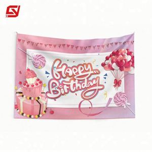 Wholesale Digital Printing Best Price Premium Quality 100% Polyester Custom Birthday Banner Backdrop - Product Image 1