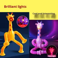 Jouet éducatif et anti-stress en plastique, girafe télescopique lumineuse transformable à ventouse, motif dessin animé pour jeunes, pour l'international