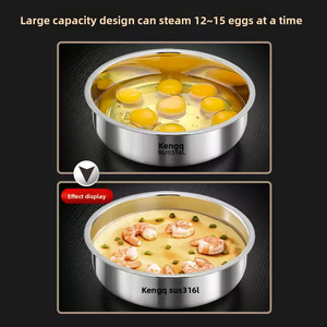 Tigela de Aço Inoxidável Reforçada de Grau Alimentício com Tampa para Cozinhar Ovos e Arroz no Vapor, Cozinhar Legumes no Vapor, Tigela Dedicada - Product Image 4