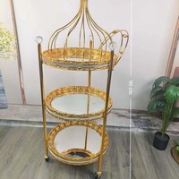 Chariot de nourriture du Moyen-Orient, chariot de luxe en métal haut de gamme de style fusée, poussé à la main, chariot à légumes et desserts, table à thé mobile