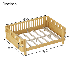 Cama Infantil de Madera Maciza <span class=keywords><strong>con</strong></span> Barandillas Anticaídas, Cama Colegiada que se Puede Unir a la Cama de los <span class=keywords><strong>Padres</strong></span> para Niños - Product Image 2