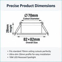 Spot encastré LED carré réglable 10W, inclinaison 0-35 degrés, GU10 MR16, ampoule remplaçable, découpe 70mm, RGB Max