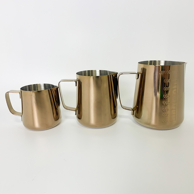 Coffee Making Tool Gold Colorful Stainless Steel Latte Coffee Milk Frothing Garland Cup WIth Scale