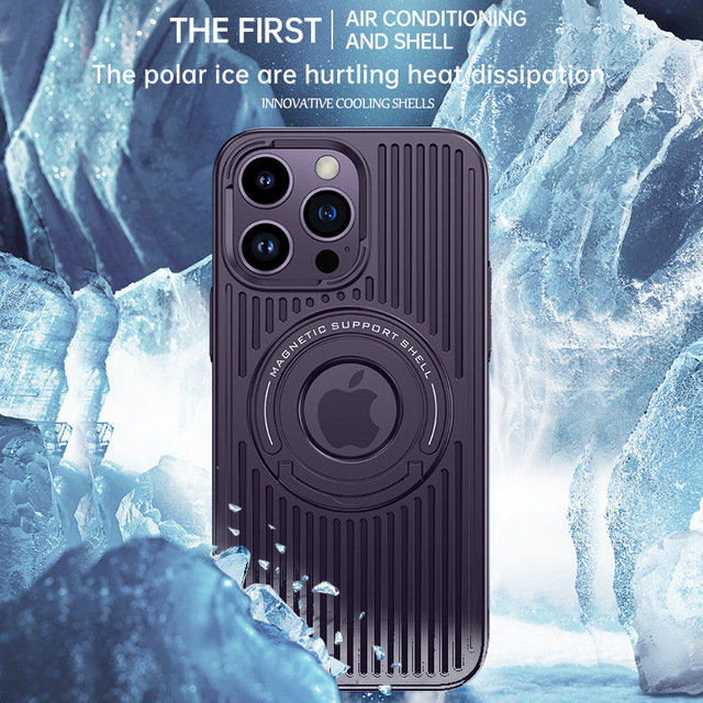 Hollow Heat Dissipation Phone Cover Stand Case Wireless Charging Magnetic Kickstand PC Phone case for iphone 14 13 12 Pro MAX
