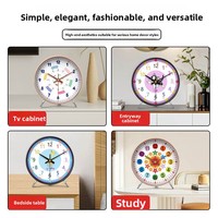 Horloge de table analogique à pendule pour la petite enfance, décoration créative pour la salle de classe, apprentissage moderne, horloge de bureau pour chambre d'enfant
