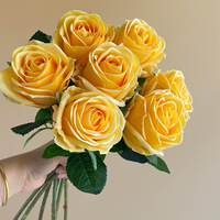 Echt Aussehende Seidenrose mit Einzelstiel, Große Blüte in Rosa-Farbverlauf, Künstliche Blume für Hochzeit, Chinesisches Neujahr, Blumenstrauß, Heimdekoration, Modern