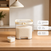 Seau de stockage de céréales en plastique 5L, conteneur de riz et de farine, anti-insectes, anti-humidité, conception hermétique