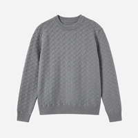 Pull en maille jacquard texturé de luxe léger pour homme, col rond décontracté, manches longues, idéal pour tenue décontractée (OEM/ODM)