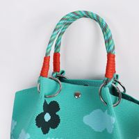 Tas Rajut Fashion dengan Penutup Logam, Tas Tangan Wanita Berbentuk Hati, Motif Hewan, Bunga, dan Geometris, Tas Tote Rajut