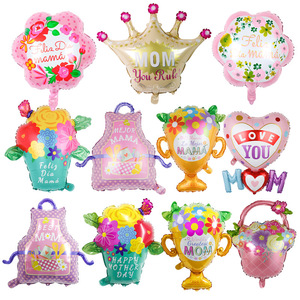 Palloncini per la Festa della Mamma, Decorazioni per Feste, Cesto di Fiori Rosa, Vaso <span class=keywords><strong>a</strong></span> Cuore, Grembiule, Scatola Regalo, Palloncino in Foil ad Elio, Ti Amo Mamma - Product Image 1