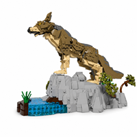 Ensemble de blocs de construction Personnage Loup, Modèle Scène Aquatique Rocailleuse, Jouet de présentation DIY en ABS pour adolescents de 14 ans et plus, Emballage personnalisé