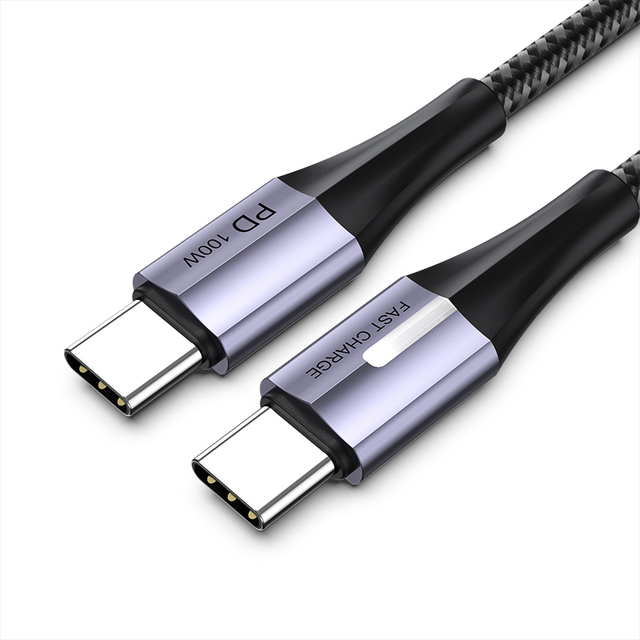 Heavy Duty E-Marker Chip Dual USB C Fast Charger PD 100W USB C Cable with LED Indicator for Macbook Samsung Xiaomi Huawei