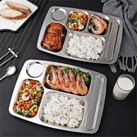 Assiette Repas Bento Réutilisable Moderne en Acier Inoxydable Écologique et Durable Lekfre avec 5-6 Compartiments pour Enfants à l'École
